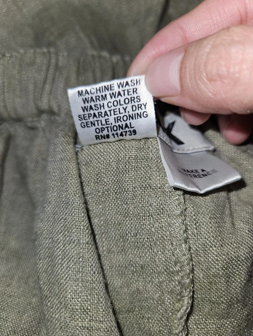 FLAX Women's Light Sage Linen Pants Large Classic Casual Granola Closet Staple